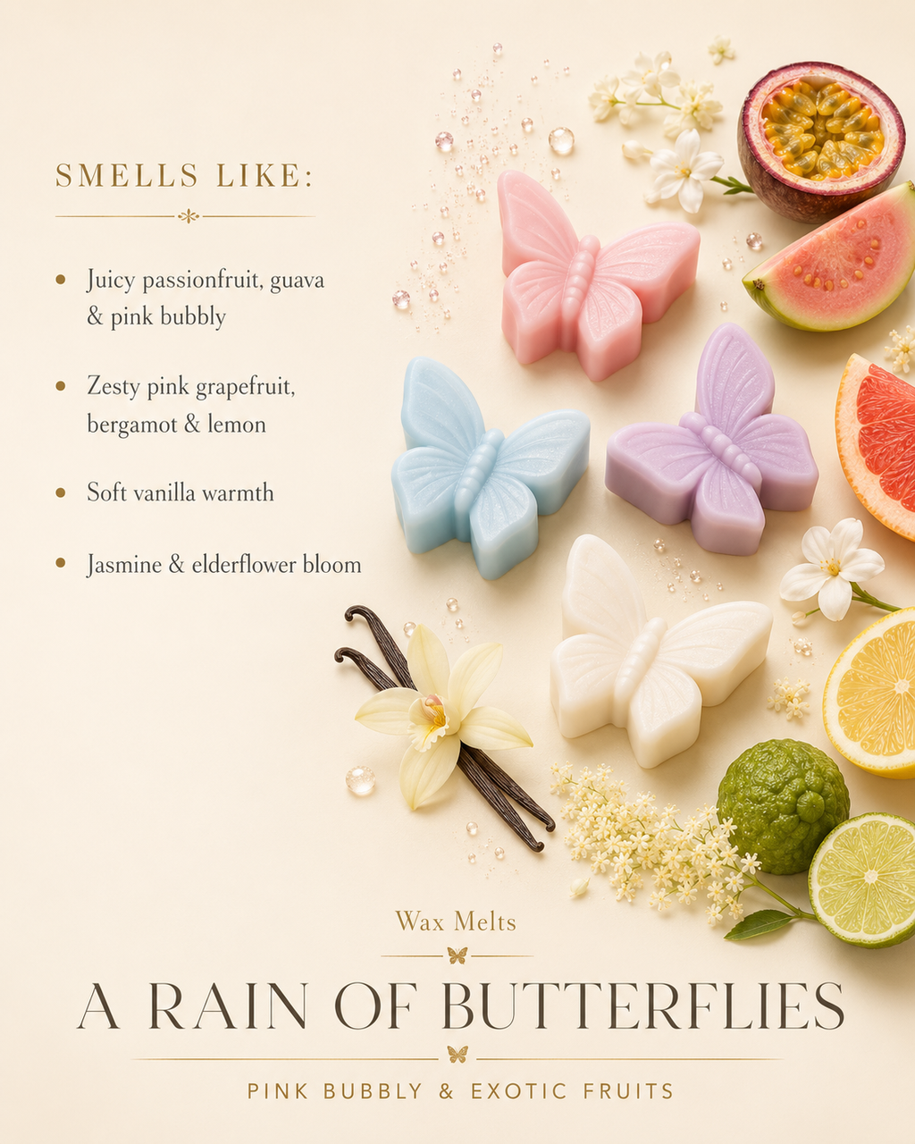 A Rain of Butterflies – Pink Bubbly & Exotic Fruits Wax Melt Kit