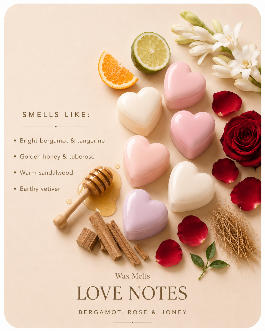 Love Notes – Bergamot, Rose & Honey Wax Melt Kit